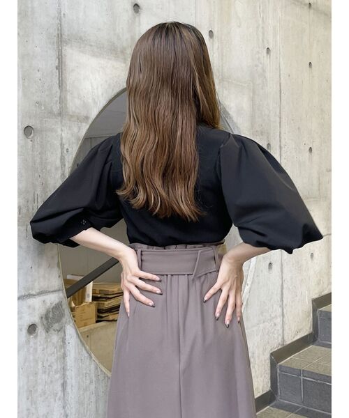 MURUA（ムルーア）の「テレコドッキングショートトップス（Tシャツ/カットソー・レディース・ブラック/ホワイト/グリーン・FREE）」の12枚目の写真