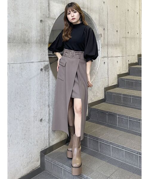 MURUA（ムルーア）の「テレコドッキングショートトップス（Tシャツ/カットソー・レディース・ブラック/ホワイト/グリーン・FREE）」の13枚目の写真