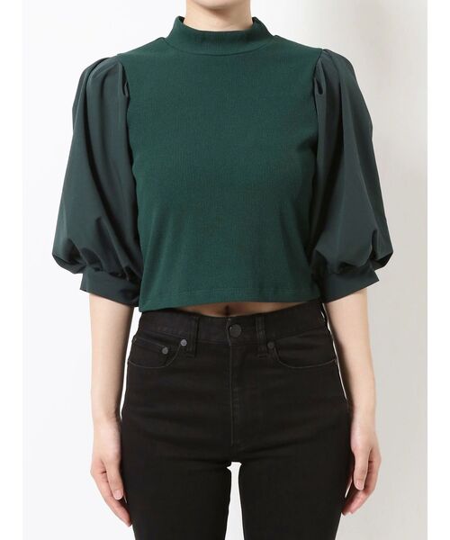 MURUA（ムルーア）の「テレコドッキングショートトップス（Tシャツ/カットソー・レディース・ブラック/ホワイト/グリーン・FREE）」の14枚目の写真