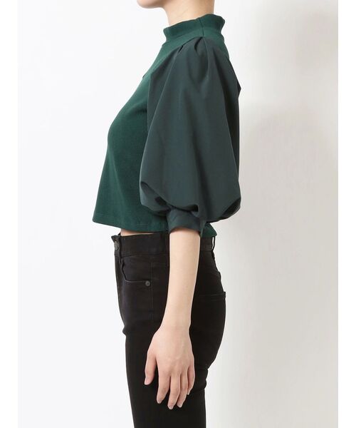 MURUA（ムルーア）の「テレコドッキングショートトップス（Tシャツ/カットソー・レディース・ブラック/ホワイト/グリーン・FREE）」の15枚目の写真