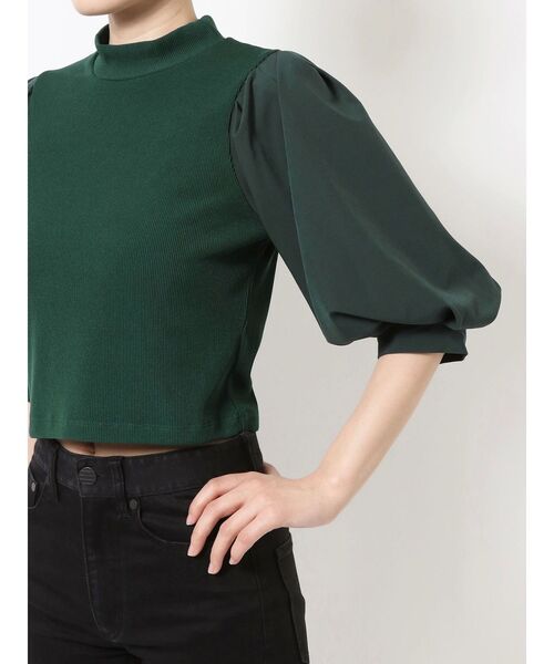 MURUA（ムルーア）の「テレコドッキングショートトップス（Tシャツ/カットソー・レディース・ブラック/ホワイト/グリーン・FREE）」の18枚目の写真