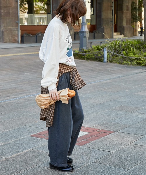 MONO-MART LADY'S(モノマートレディース)の「ヴィンテージスーベニアプリントロンT(Tシャツ/カットソー・レディース・ブラウン/チャコールグレー/オフホワイト・FREE)」の6枚目の写真