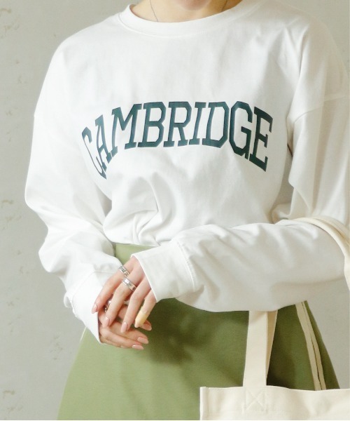 Per sist ence(パーシエンス)の「カレッジロゴプリントロンT(Tシャツ/カットソー・レディース・ベージュ/ブラック/オフホワイト/グレー・FREE)」の2枚目の写真