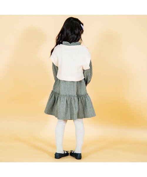 Ampersand(アンパサンド)の「premier ニットライクカットソーベスト&ストライプワンピースセット(ワンピース・キッズ・ベージュ/グレー・80/90/100/110/120/130/140)」の15枚目の写真
