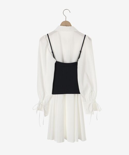 MAJESTIC LEGON（マジェスティックレゴン）の「ビスチェセットミニシャツワンピース（シャツワンピース・レディース・ブラウン/アイボリー/ネイビー・MEDIUM）」の12枚目の写真