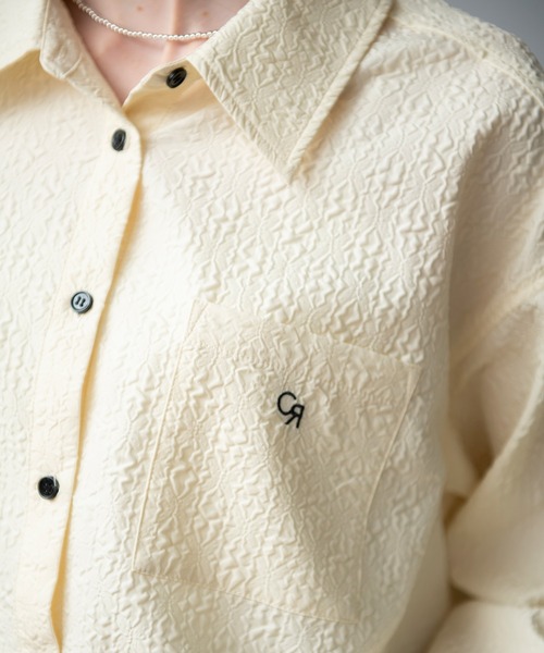 COMMRE（コムル）の「ドロスト入り刺繍ショートシャツ（シャツ/ブラウス・レディース・ブラック/アイボリー/ブルー・FREE）」の4枚目の写真