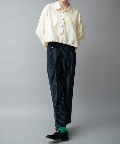 COMMRE（コムル）の「ドロスト入り刺繍ショートシャツ（シャツ/ブラウス・レディース・ブラック/アイボリー/ブルー・FREE）」の14枚目の写真