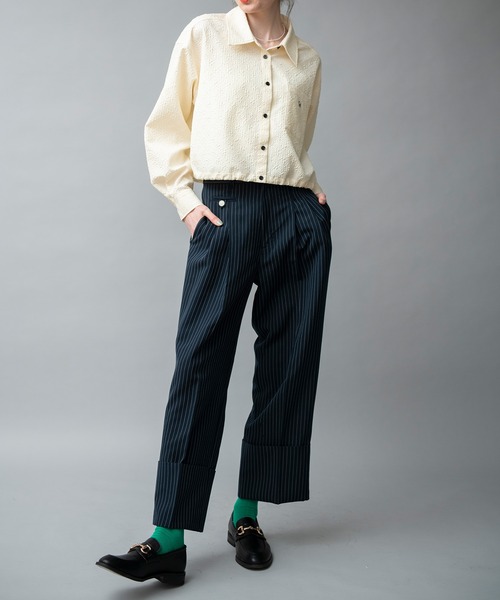 COMMRE（コムル）の「ドロスト入り刺繍ショートシャツ（シャツ/ブラウス・レディース・ブラック/アイボリー/ブルー・FREE）」の15枚目の写真