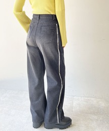サイドラインワイドデニムパンツ