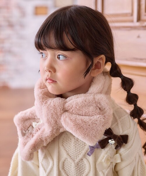 ANY（エニィ）の「リボン マフラー（マフラー・キッズ・ピンク系/ライラック系8/アイボリー系・F）」の3枚目の写真