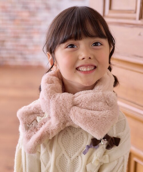 ANY（エニィ）の「リボン マフラー（マフラー・キッズ・ピンク系/ライラック系8/アイボリー系・F）」の4枚目の写真