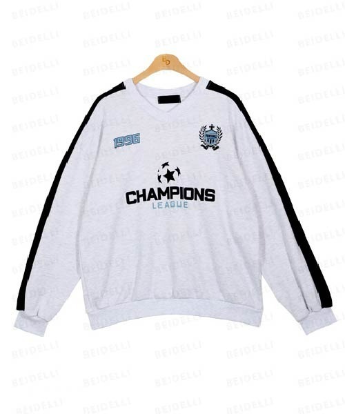 BEIDELLI（ベイデリー）の「[BELLIDE MADE] サッカーデザインオーバーフィットVネックスウェット（スウェット・レディース・ネイビー/グレー系その他・FREE）」の15枚目の写真