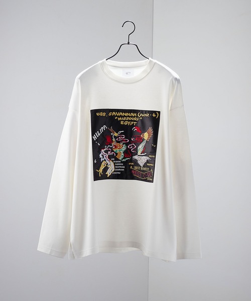 ENDER PRODUCTS(エンダープロダクツ)の「スーベニア刺繍 ビッグシルエットポンチL/Sカットソー【ENDER PRODUCTS/エンダープロダクツ】(Tシャツ/カットソー・メンズ・オフホワイト/スミクロ/ブラック・L/M)」の4枚目の写真