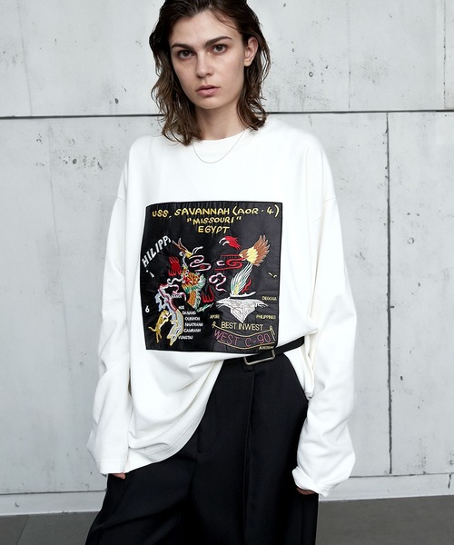 ENDER PRODUCTS(エンダープロダクツ)の「スーベニア刺繍 ビッグシルエットポンチL/Sカットソー【ENDER PRODUCTS/エンダープロダクツ】(Tシャツ/カットソー・メンズ・オフホワイト/スミクロ/ブラック・L/M)」の19枚目の写真