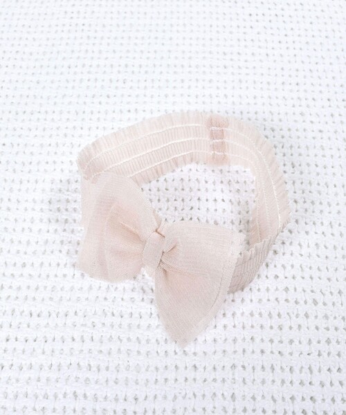 fillot de bebe reduction(フィヨデュベベルダクティオン)の「チュールリボンヘア―バンド(ヘアバンド・キッズ・ピンク/グレー・FREE)」の2枚目の写真