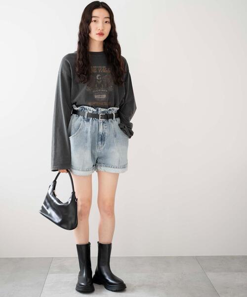 WEGO（ウィゴー）の「WEGO/ベルト付ウエストフリルマムショーツ（デニムパンツ・レディース・コバルトブルー/ブラック系その他・SMALL/MEDIUM）」の22枚目の写真