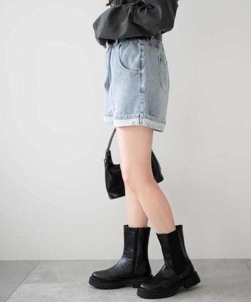 WEGO（ウィゴー）の「WEGO/ベルト付ウエストフリルマムショーツ（デニムパンツ・レディース・コバルトブルー/ブラック系その他・SMALL/MEDIUM）」の10枚目の写真