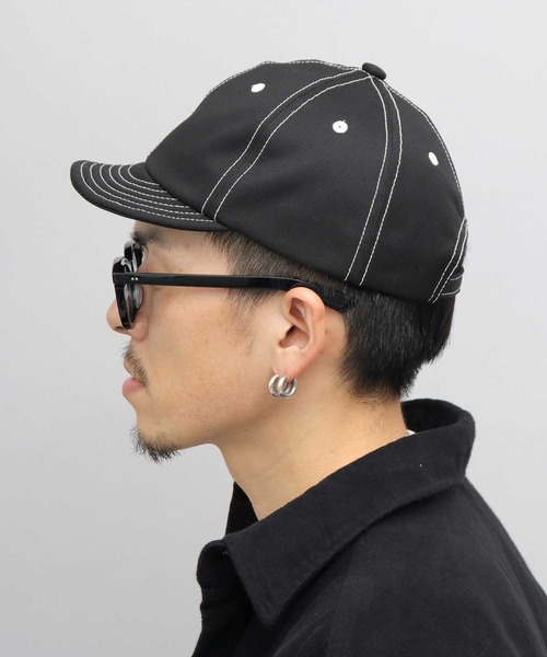 Mr.COVER(ミスターカバー)の「高密度ツイル ステッチ配色 アンパイアキャップ(キャップ・メンズ・ブラック/アイボリー/ネイビー・FREE)」の8枚目の写真