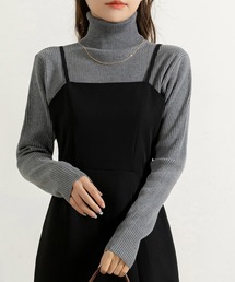 レディース キレイメタートルネックリブニットセータートップス 秋冬春