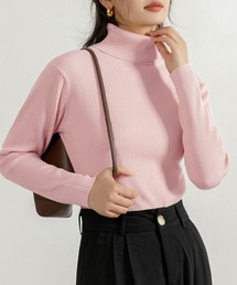 レディース キレイメタートルネックリブニットセータートップス 秋冬春