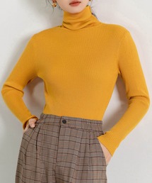 レディース キレイメタートルネックリブニットセータートップス 秋冬春