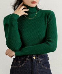レディース キレイメタートルネックリブニットセータートップス 秋冬春
