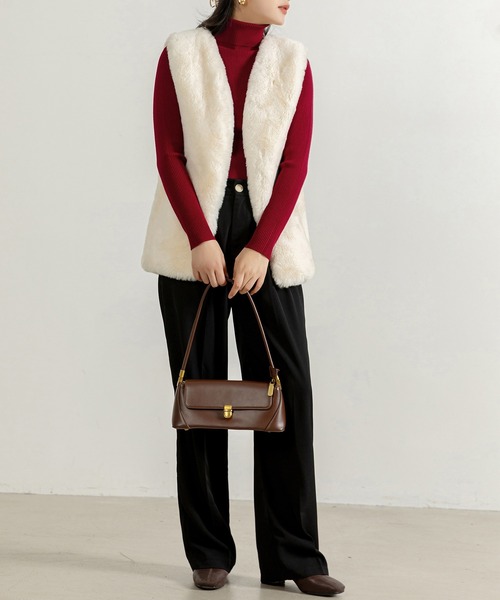 DAY CLOSET(デイ クローゼット)の「レディース キレイメタートルネックリブニットセータートップス 秋冬春(ニット/セーター・レディース・グレー/ワインレッド/ベージュ/グリーン/ダークグレー/ブラック/ホワイト/レッド/イエロー/ネイビー/ピンク/グリーン系その他/オレンジ/キャメル・FREE)」の18枚目の写真