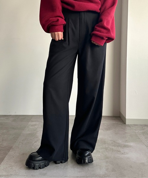 apres jour mignon（アプレジュールミニョン）の「ゆるストレートパンツ【ZOZOTOWN限定アイテム】（スラックス・レディース・モカ/ブルー系その他/ネイビー/チャコールグレー/ブラック・MEDIUM/X-LARGE/SMALL）」の19枚目の写真