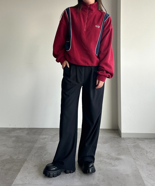 apres jour mignon（アプレジュールミニョン）の「ゆるストレートパンツ【ZOZOTOWN限定アイテム】（スラックス・レディース・モカ/ブルー系その他/ネイビー/チャコールグレー/ブラック・MEDIUM/X-LARGE/SMALL）」の6枚目の写真