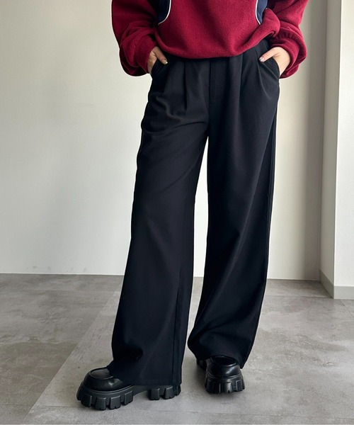 apres jour mignon（アプレジュールミニョン）の「ゆるストレートパンツ【ZOZOTOWN限定アイテム】（スラックス・レディース・モカ/ブルー系その他/ネイビー/チャコールグレー/ブラック・MEDIUM/X-LARGE/SMALL）」の10枚目の写真