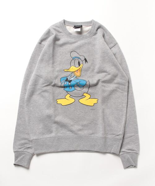 キャラクター プリント グレー スウェットシャツ Disney/DonaldDuck/Vintage/スウェット/sweat/杢グレー/ヴィンテージ