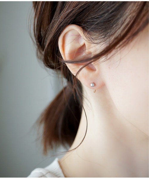 未使用　上質パールと天然石のピアス 5 les bon bon｜playfully pearl stud pierce BL ピアス パール