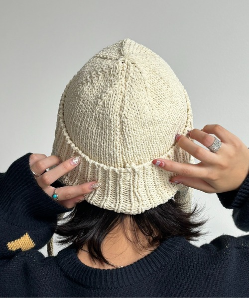 UNIVERSAL OVERALL（ユニバーサルオーバーオール）の「イヤーニットキャップ（ニットキャップ/ビーニー・メンズ・アイボリー/ブラック/グレー・F）」の5枚目の写真