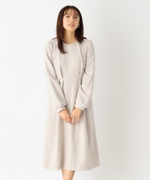index | 起毛ツイード ビジューネックワンピース【洗濯機洗い可】(ワンピース)