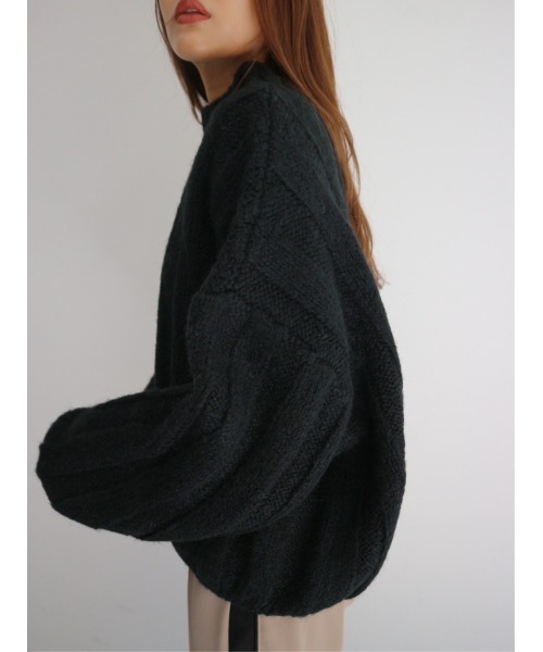 TRUNC（トランクエイティーエイト）の「Wide Rib Loose Knit（ニット/セーター・レディース・ブラック/ベージュ・FREE）」の4枚目の写真