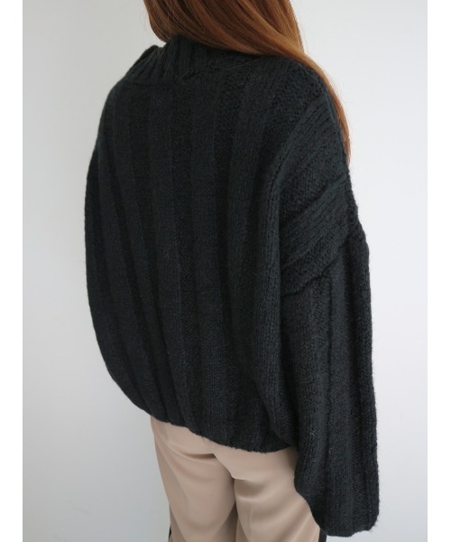 TRUNC（トランクエイティーエイト）の「Wide Rib Loose Knit（ニット/セーター・レディース・ブラック/ベージュ・FREE）」の5枚目の写真