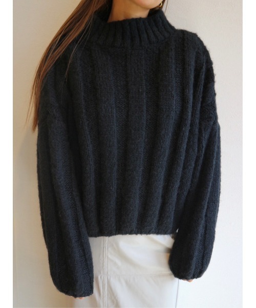 TRUNC（トランクエイティーエイト）の「Wide Rib Loose Knit（ニット/セーター・レディース・ブラック/ベージュ・FREE）」の3枚目の写真