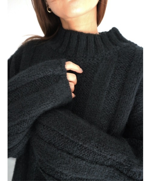 TRUNC（トランクエイティーエイト）の「Wide Rib Loose Knit（ニット/セーター・レディース・ブラック/ベージュ・FREE）」の6枚目の写真