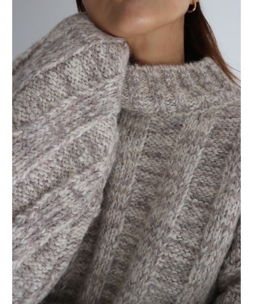 TRUNC（トランクエイティーエイト）の「Wide Rib Loose Knit（ニット/セーター・レディース・ブラック/ベージュ・FREE）」の8枚目の写真
