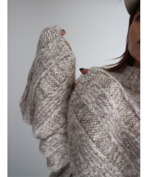 TRUNC（トランクエイティーエイト）の「Wide Rib Loose Knit（ニット/セーター・レディース・ブラック/ベージュ・FREE）」の9枚目の写真