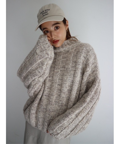 TRUNC（トランクエイティーエイト）の「Wide Rib Loose Knit（ニット/セーター・レディース・ブラック/ベージュ・FREE）」の13枚目の写真