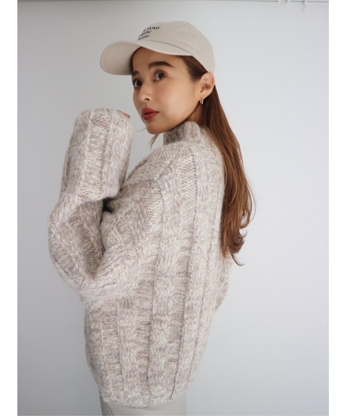TRUNC（トランクエイティーエイト）の「Wide Rib Loose Knit（ニット/セーター・レディース・ブラック/ベージュ・FREE）」の14枚目の写真