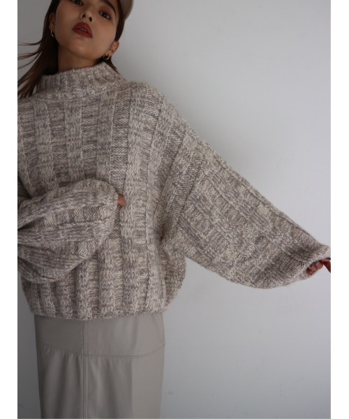 TRUNC（トランクエイティーエイト）の「Wide Rib Loose Knit（ニット/セーター・レディース・ブラック/ベージュ・FREE）」の12枚目の写真