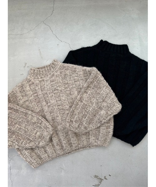 TRUNC（トランクエイティーエイト）の「Wide Rib Loose Knit（ニット/セーター・レディース・ブラック/ベージュ・FREE）」の16枚目の写真