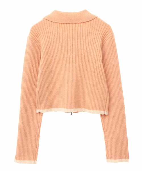 31 Sons de mode（トランテアン　ソン　ドゥ　モード）の「ジップアップカーデトップス（ニット/セーター・レディース・オフホワイト/ピンク/ホワイト×ブラック・36）」の7枚目の写真