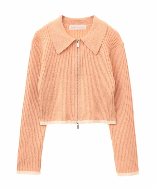 31 Sons de mode（トランテアン　ソン　ドゥ　モード）の「ジップアップカーデトップス（ニット/セーター・レディース・オフホワイト/ピンク/ホワイト×ブラック・36）」の9枚目の写真