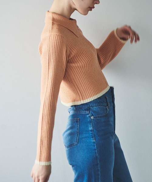 31 Sons de mode（トランテアン　ソン　ドゥ　モード）の「ジップアップカーデトップス（ニット/セーター・レディース・オフホワイト/ピンク/ホワイト×ブラック・36）」の17枚目の写真