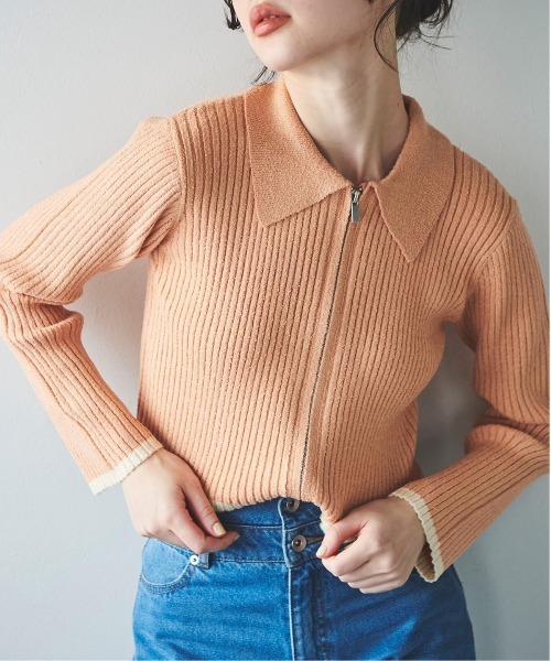 31 Sons de mode（トランテアン　ソン　ドゥ　モード）の「ジップアップカーデトップス（ニット/セーター・レディース・オフホワイト/ピンク/ホワイト×ブラック・36）」の14枚目の写真