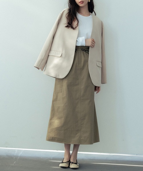 SAISON DE PAPILLON（セゾンドパピヨン）の「ドロップショルダーVネックジャケット（ノーカラージャケット・レディース・ブラック/ベージュ/ライトグレー・L/M）」の17枚目の写真