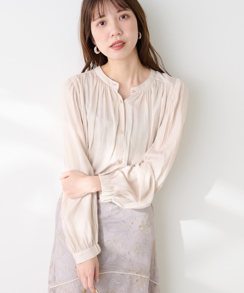 マット釦とろみサテンブラウス（シャツ/ブラウス）｜natural couture